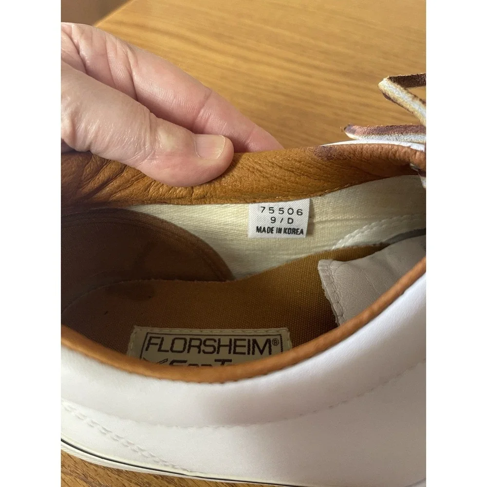 Vtg Florsheim SeaTracs Vegan Leather Deck Boat Nautical Sneakers Sz 9D Preppy